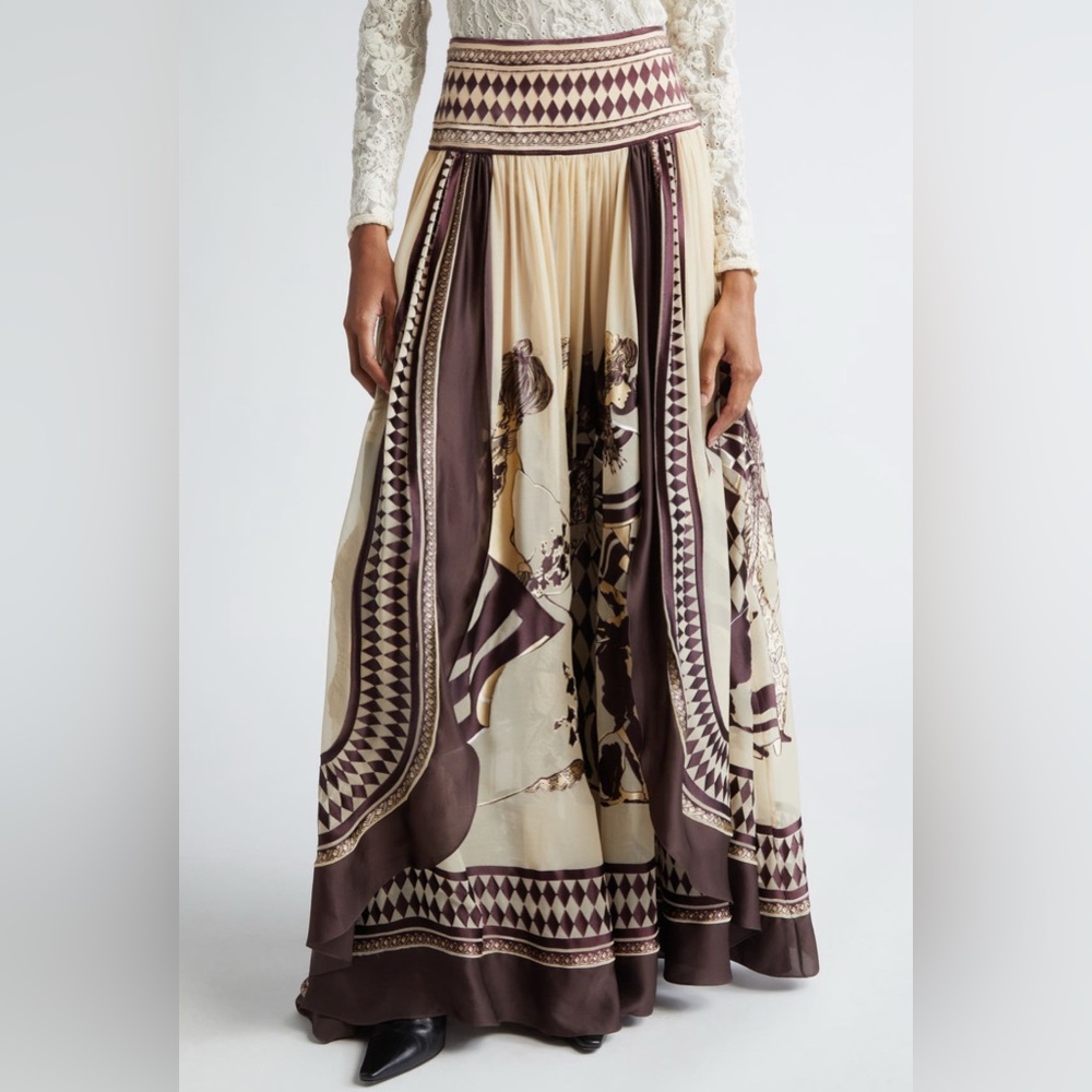 Illustration Otto Jacquard Pleated Maxi Skirt
